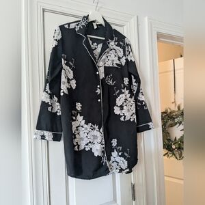 Cynthia Rowley Black and White Floral Nightshirt